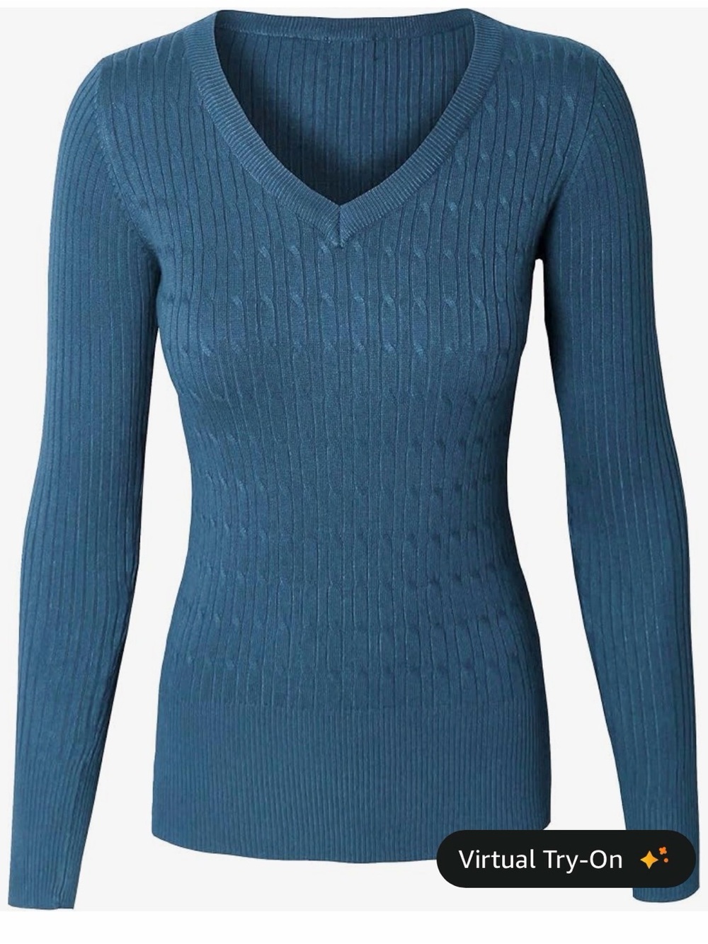Cielo Cotton and Silk V-Neck Cable Knit Sweater - Blue